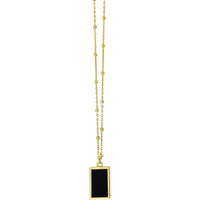 14K Yellow Gold 18" Geometric Necklace with Black Onyx Rectangular Pendant by Orozza Fine Jewelry