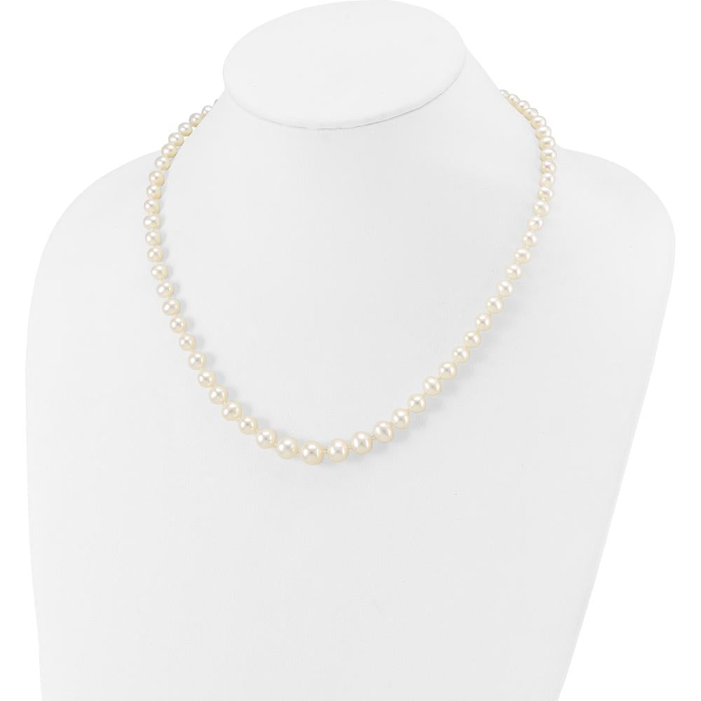 14K Yellow Gold 18" Graduated Freshwater Cultured Pearl Necklace - 4-8mm Pearls by Monteluci Fine Jewelry