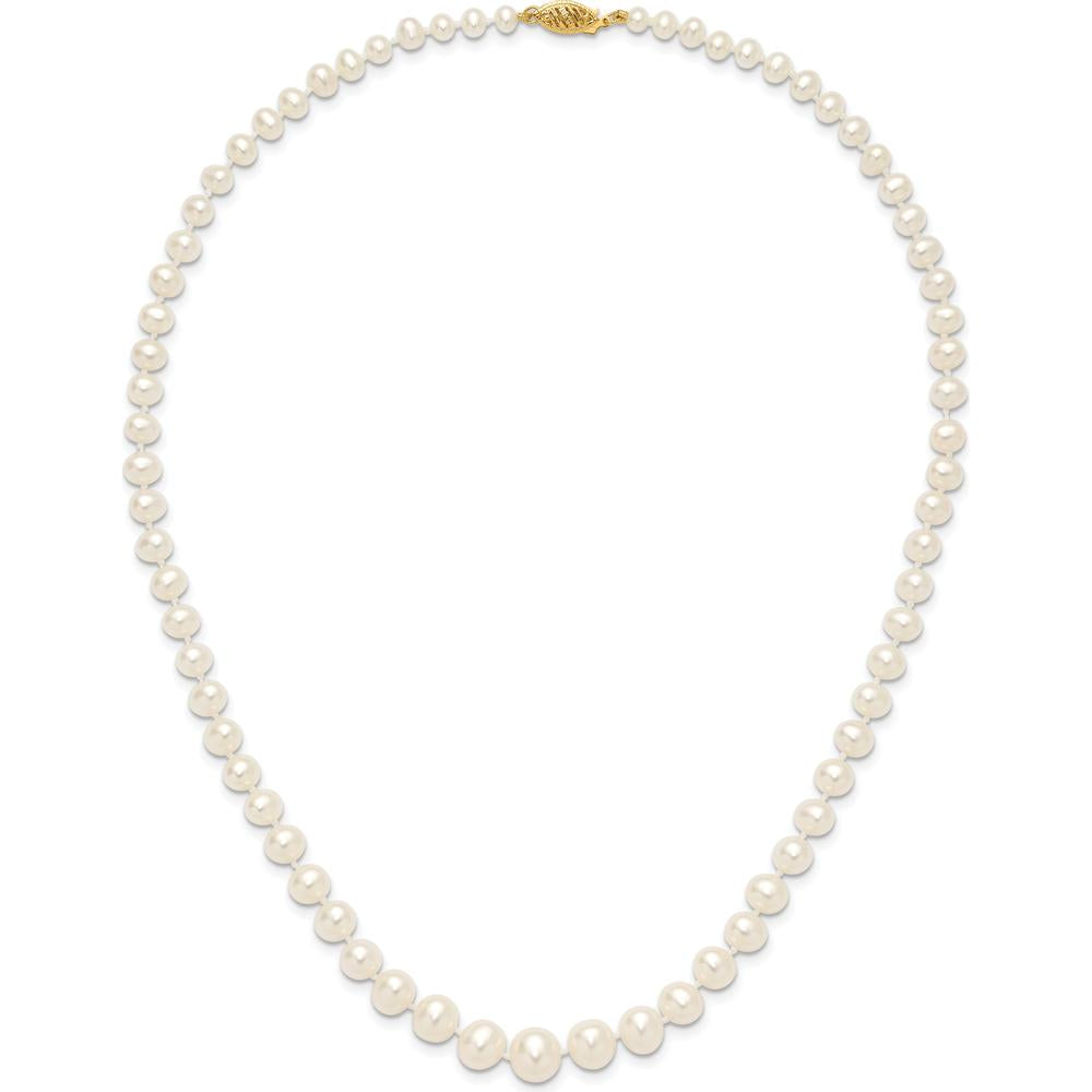 14K Yellow Gold 18" Graduated Freshwater Cultured Pearl Necklace - 4-8mm Pearls by Monteluci Fine Jewelry