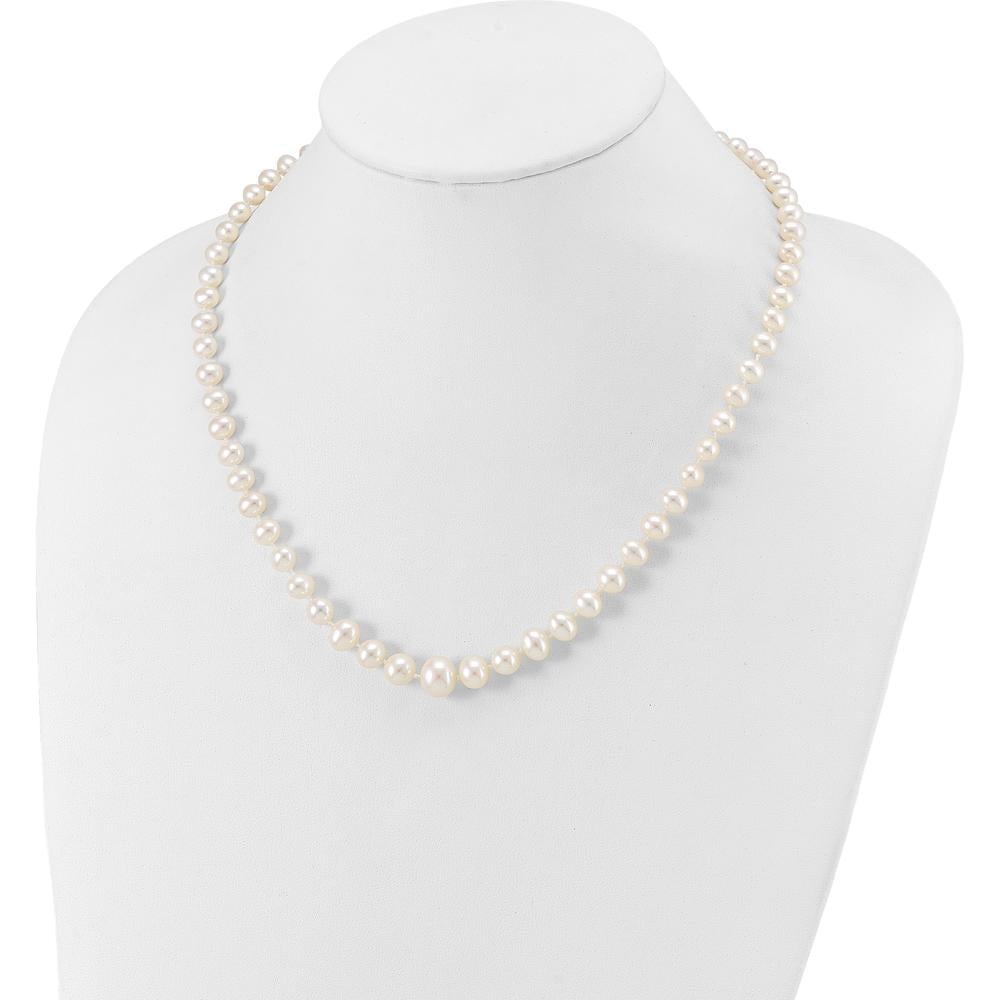 14K Yellow Gold 18" Graduated Freshwater Cultured Pearl Necklace with Pearl Clasp by Monteluci Fine Jewelry