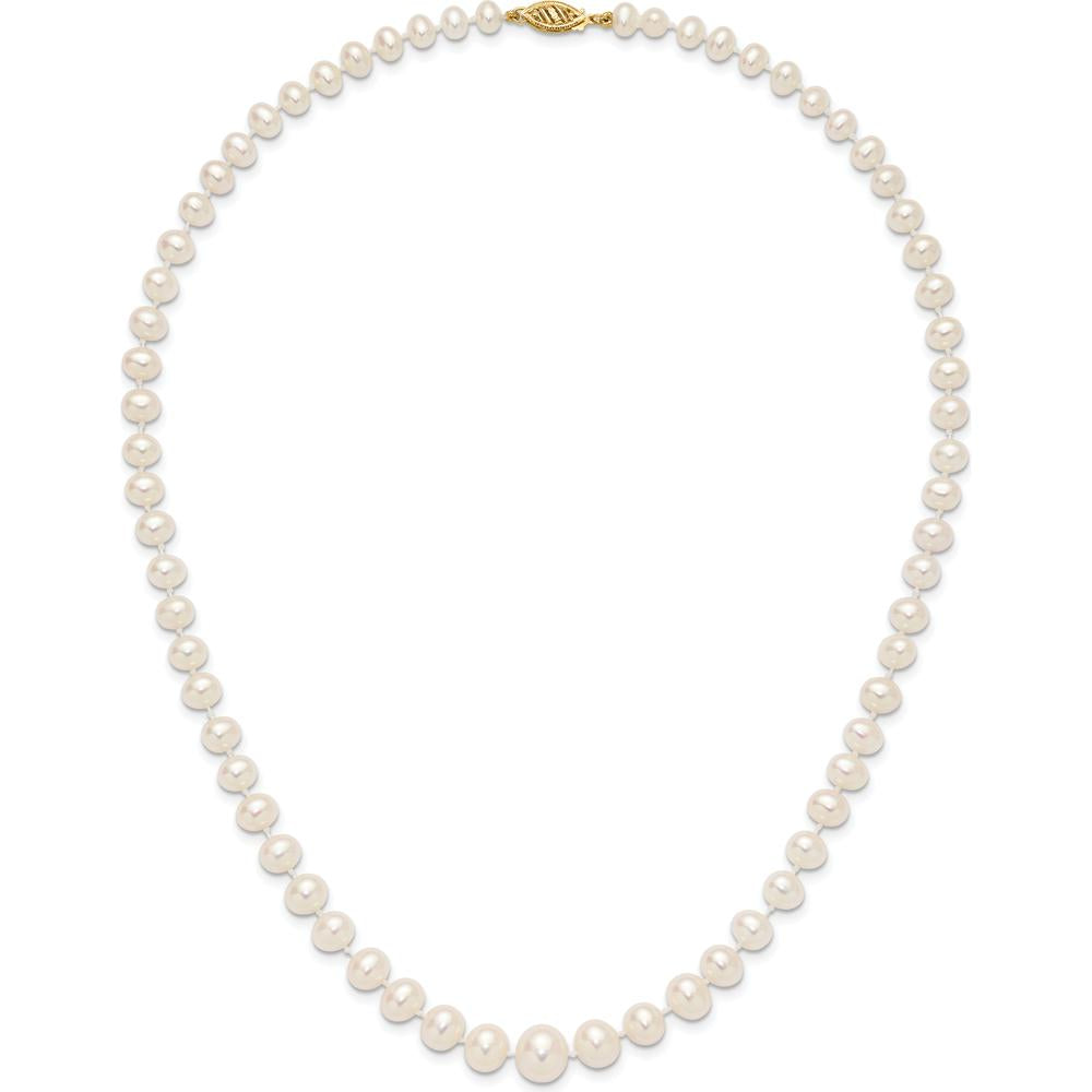 14K Yellow Gold 18" Graduated Freshwater Cultured Pearl Necklace with Pearl Clasp by Monteluci Fine Jewelry