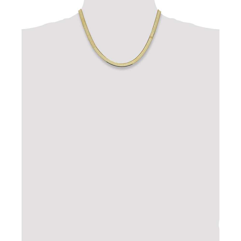 14K Yellow Gold 18" Herringbone Chain Necklace with Lobster Clasp - 5.5mm Width by 0