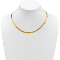 14K Yellow Gold 18" Herringbone Chain with Lobster Clasp - 5mm Width by 0