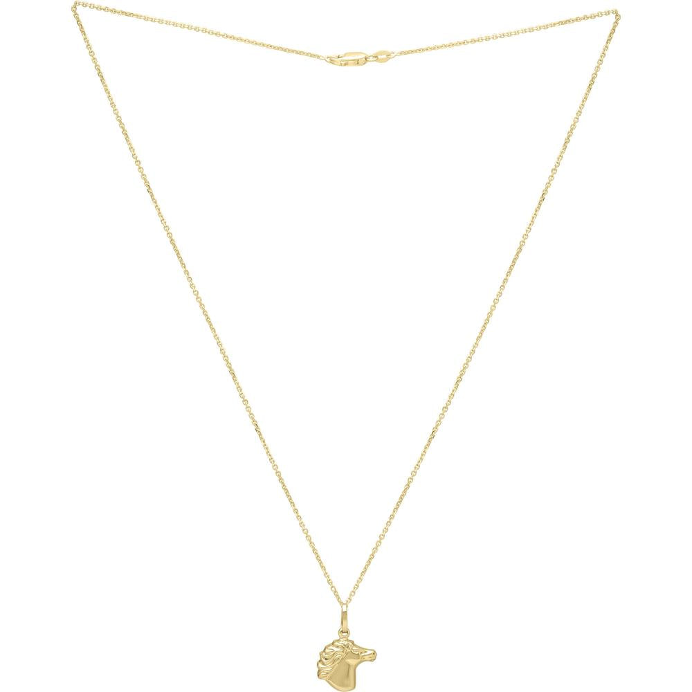 14K Yellow Gold 18" Horse Head Pendant Necklace - 2.18g by Orozza Fine Jewelry