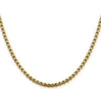 14K Yellow Gold 18-inch 3.6mm Semi-Solid Round Box Chain with Lobster Clasp by IBGoodman