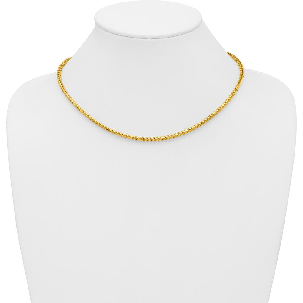 14K Yellow Gold 18-Inch 3mm Franco Chain with Fancy Lobster Clasp by Oro Pregiato