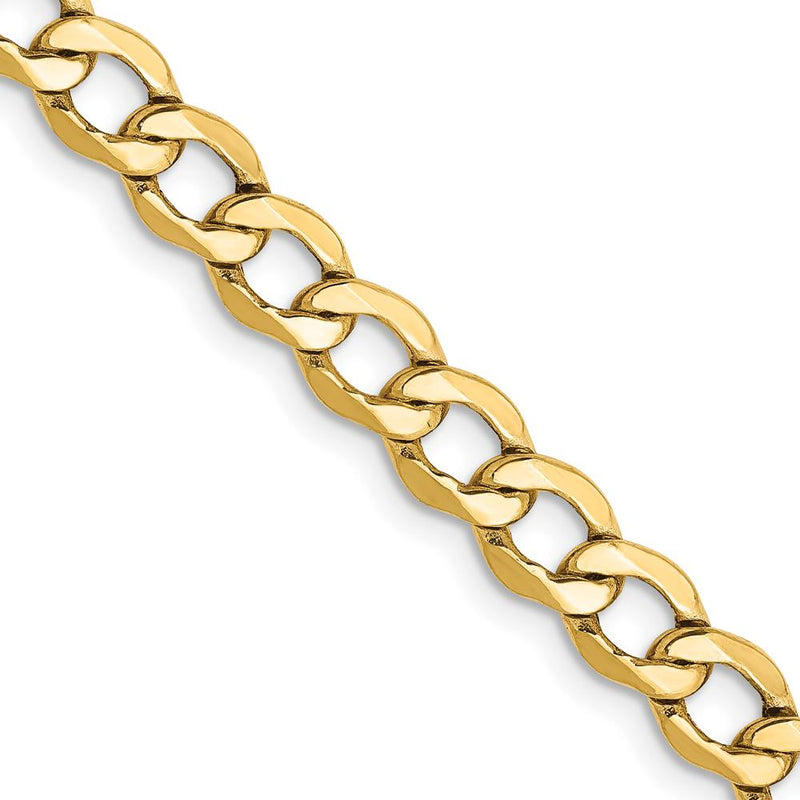 14K Yellow Gold 18-Inch 5.25mm Semi-Solid Curb Chain with Lobster Clasp by Oro Pregiato