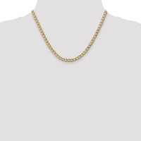 14K Yellow Gold 18-Inch 5.25mm Semi-Solid Curb Chain with Lobster Clasp by Oro Pregiato