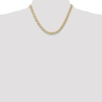 14K Yellow Gold 18-inch 7.5mm Semi-Solid Curb Chain Necklace by Oro Pregiato
