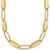 14K Yellow Gold 18-inch Brushed and Polished Oval Link Necklace by 0