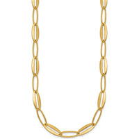 14K Yellow Gold 18-inch Brushed and Polished Oval Link Necklace by 0