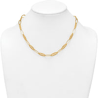 14K Yellow Gold 18-inch Brushed and Polished Oval Link Necklace by 0