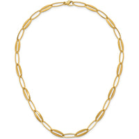 14K Yellow Gold 18-inch Brushed and Polished Oval Link Necklace by 0