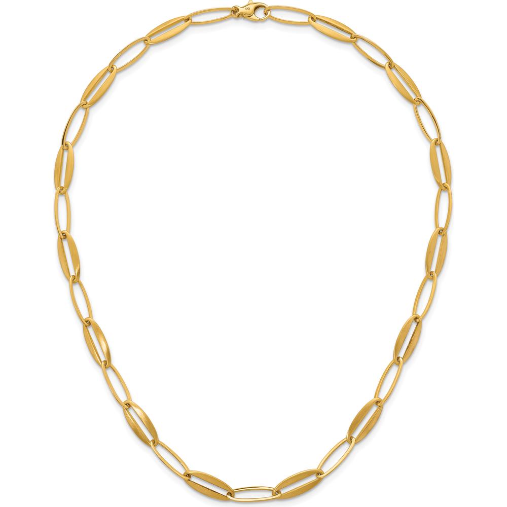 14K Yellow Gold 18-inch Brushed and Polished Oval Link Necklace by 0
