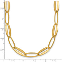 14K Yellow Gold 18-inch Brushed and Polished Oval Link Necklace by 0