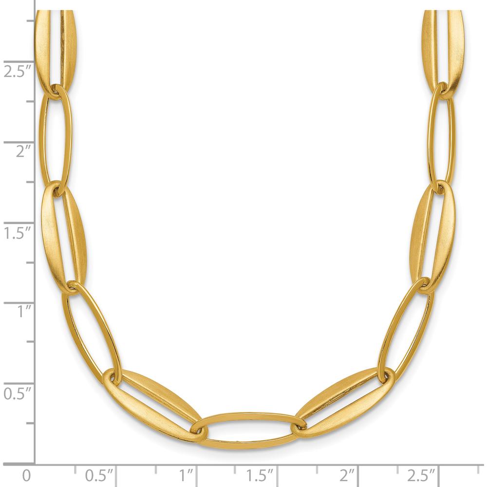 14K Yellow Gold 18-inch Brushed and Polished Oval Link Necklace by 0