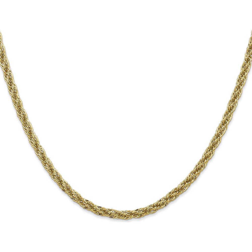 14K Yellow Gold 18-Inch Diamond-Cut Rope Chain Necklace - 3.3mm Width by Oro Pregiato