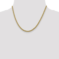 14K Yellow Gold 18-Inch Diamond-Cut Rope Chain Necklace - 3.3mm Width by Oro Pregiato