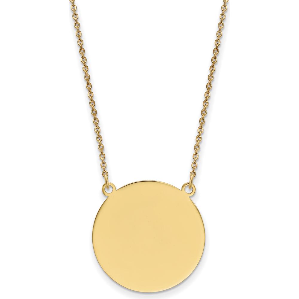 14K Yellow Gold 18-Inch Engravable Circular Disc Necklace with Polished Finish by Oro Pregiato