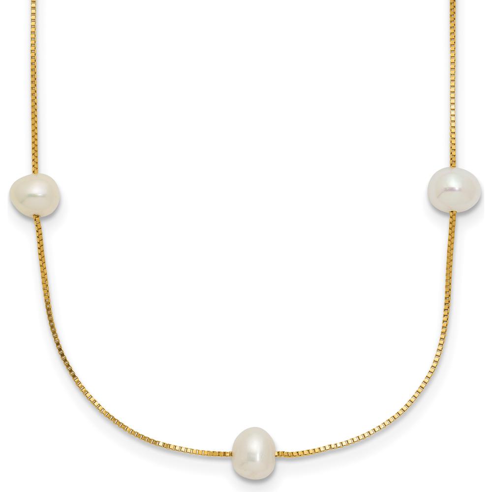 14K Yellow Gold 18-inch Necklace with 9 Freshwater Cultured Pearls - 5-6mm by Monteluci Fine Jewelry