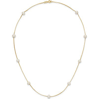 14K Yellow Gold 18-inch Necklace with 9 Freshwater Cultured Pearls - 5-6mm by Monteluci Fine Jewelry