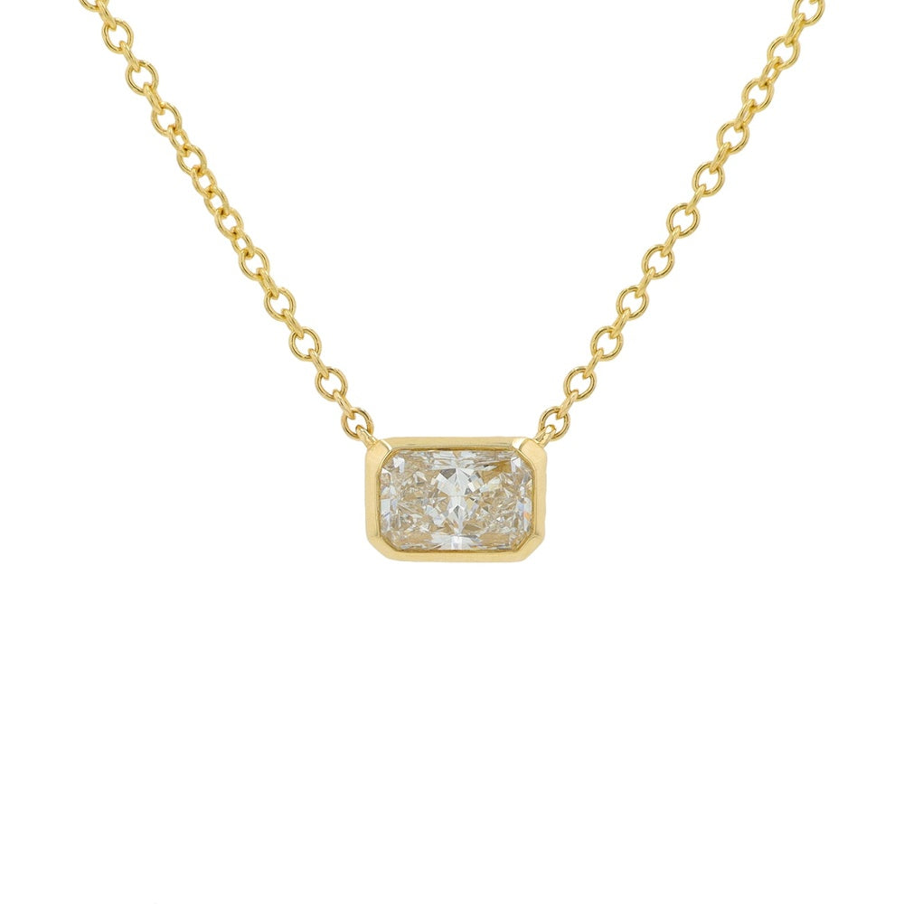 14K Yellow Gold 18-Inch Necklace with Bezel-Set Geometric Lab Grown Diamond - 0.50 Carat Total Diamond Weight