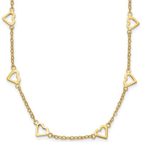 14K Yellow Gold 18-Inch Open Heart Station Necklace with Polished Finish by 0