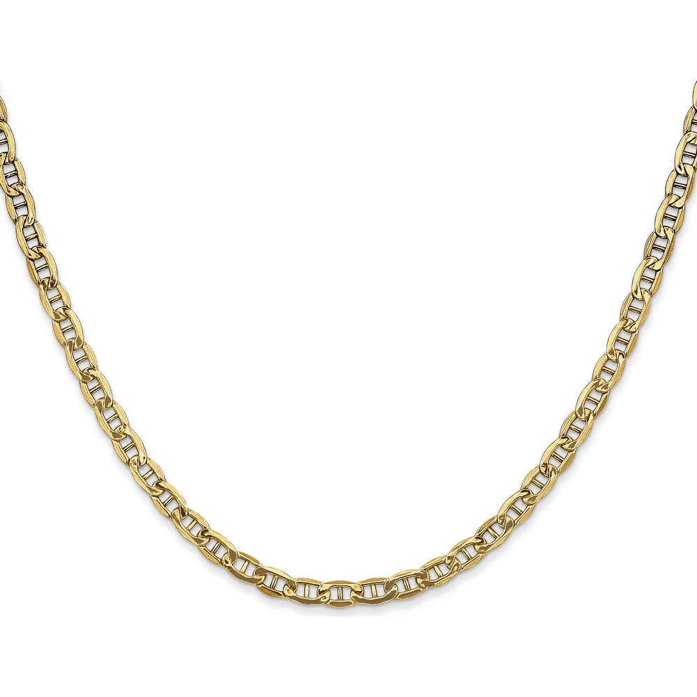 14K Yellow Gold 18-inch Semi-Solid Anchor Chain Necklace - 3.2mm Width by Oro Pregiato