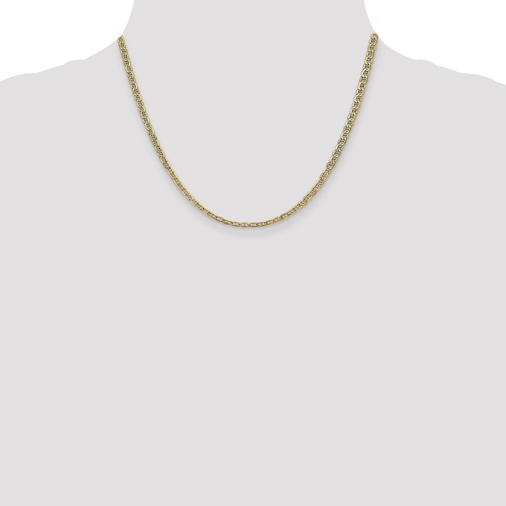 14K Yellow Gold 18-inch Semi-Solid Anchor Chain Necklace - 3.2mm Width by Oro Pregiato
