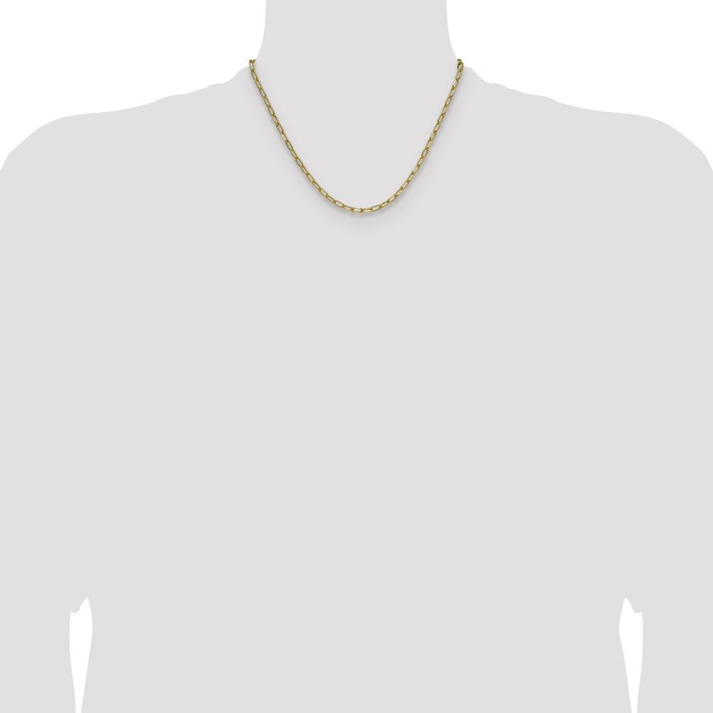 14K Yellow Gold 18-inch Semi-Solid Beveled Paperclip Chain Necklace - 3.7mm Width by Oro Pregiato