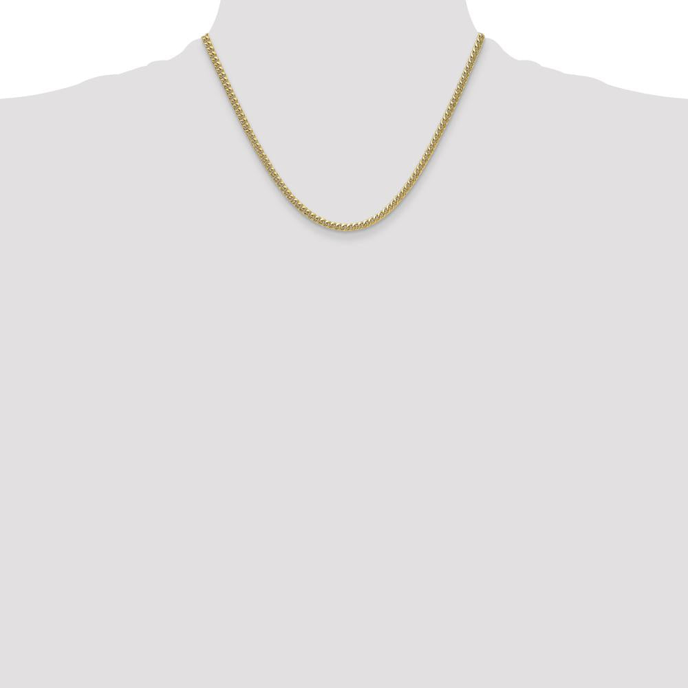 14K Yellow Gold 18-inch Semi-Solid Miami Cuban Link Chain - 3.5mm Width by Oro Pregiato