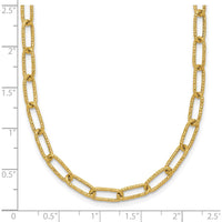 14K Yellow Gold 18-Inch Textured Fancy Open Link Necklace - 3.75mm Width by 0