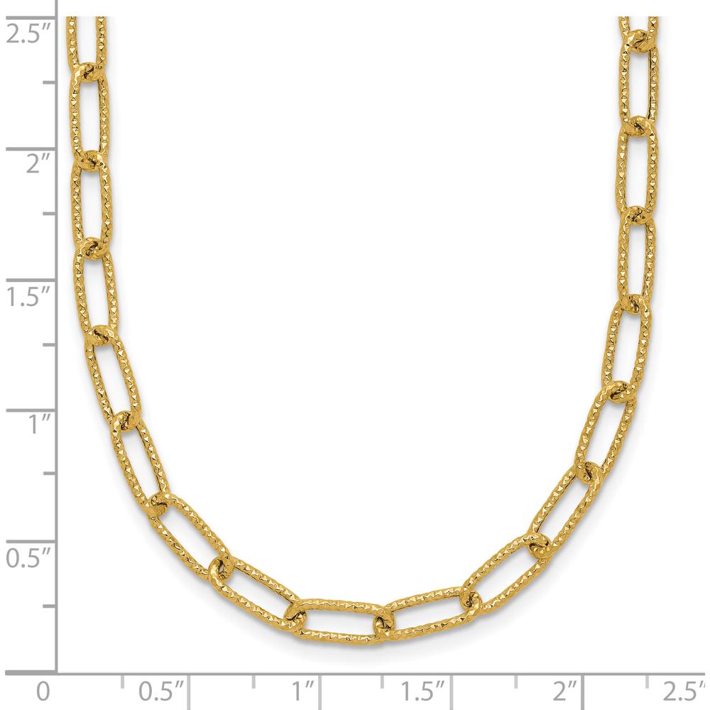14K Yellow Gold 18-Inch Textured Fancy Open Link Necklace - 3.75mm Width by 0