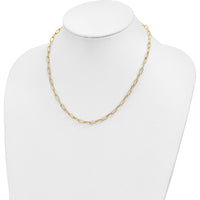 14K Yellow Gold 18-Inch Textured Fancy Open Link Necklace - 3.75mm Width by 0