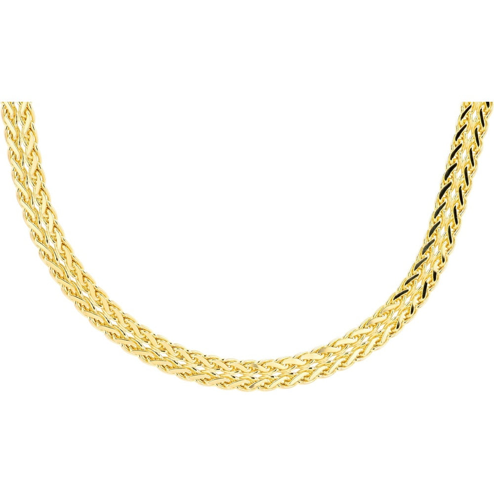 14K Yellow Gold 18-Inch Wheat Chain Necklace with Solid 6.6mm Interwoven Links - 14.95 Grams