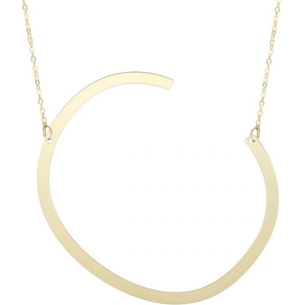 14K Yellow Gold 18" Large Initial "C" Necklace with Polished Finish by Orozza Fine Jewelry