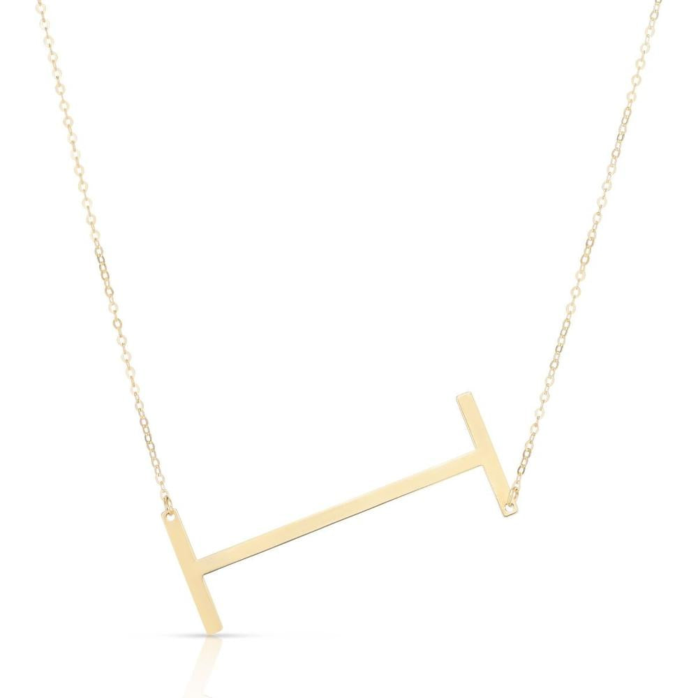 14K Yellow Gold 18" Large Initial "I" Necklace - Polished Finish, Yours Truly Collection by Orozza Fine Jewelry