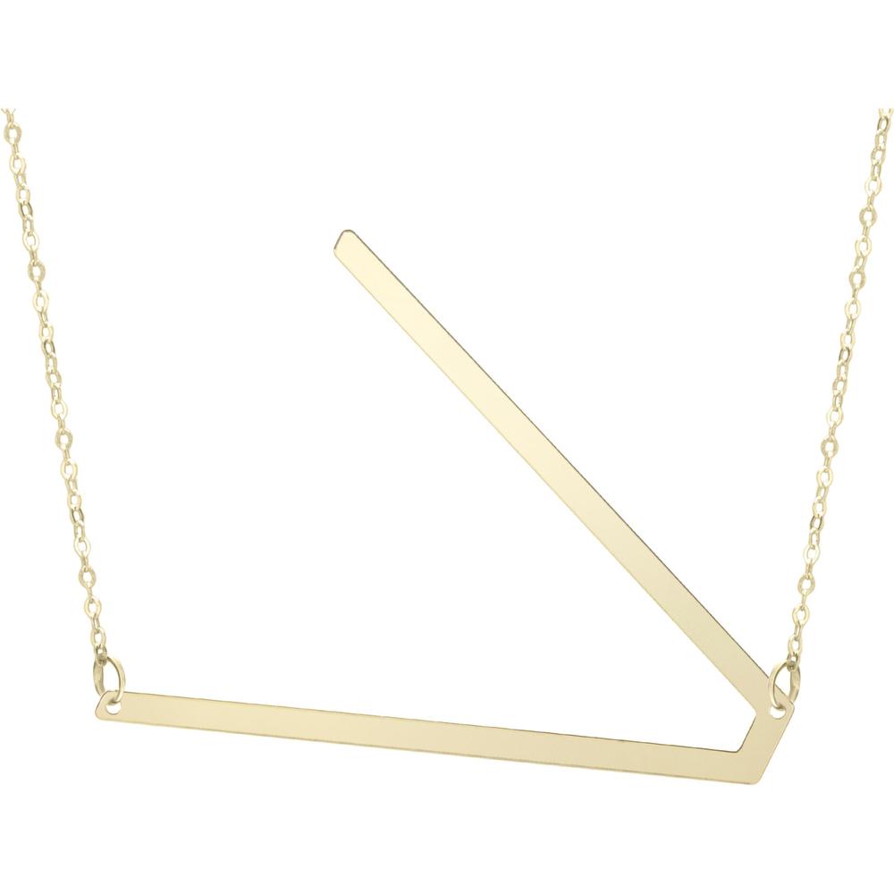 14K Yellow Gold 18" Large Initial "V" Necklace - Polished Finish by Orozza Fine Jewelry