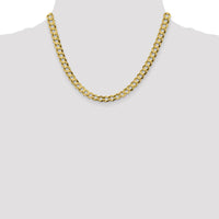 14K Yellow Gold 18" Lightweight Flat Cuban Chain Necklace - 7.2mm Width by Oro Pregiato