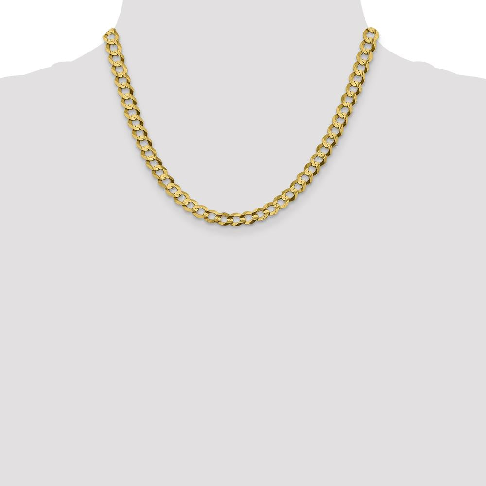 14K Yellow Gold 18" Lightweight Flat Cuban Chain Necklace - 7.2mm Width by Oro Pregiato