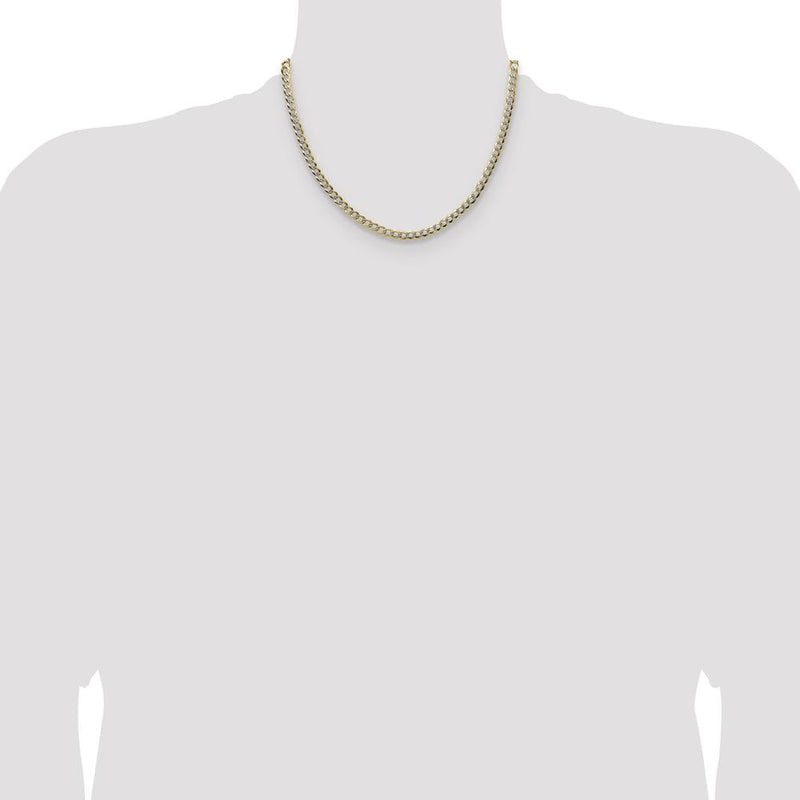 14K Yellow Gold 18" Lightweight Flat Cuban Chain Necklace with Pavé Detailing by Oro Pregiato