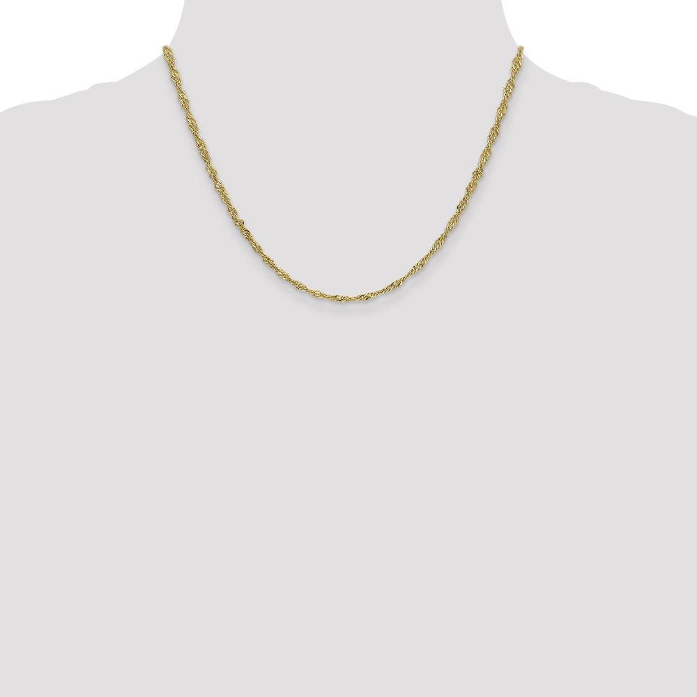 14K Yellow Gold 18" Lightweight Singapore Chain - 2.75mm Width by Oro Pregiato