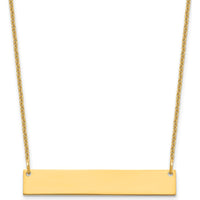 14K Yellow Gold 18" Medium Blank Bar Necklace - Polished Finish by Oro Pregiato