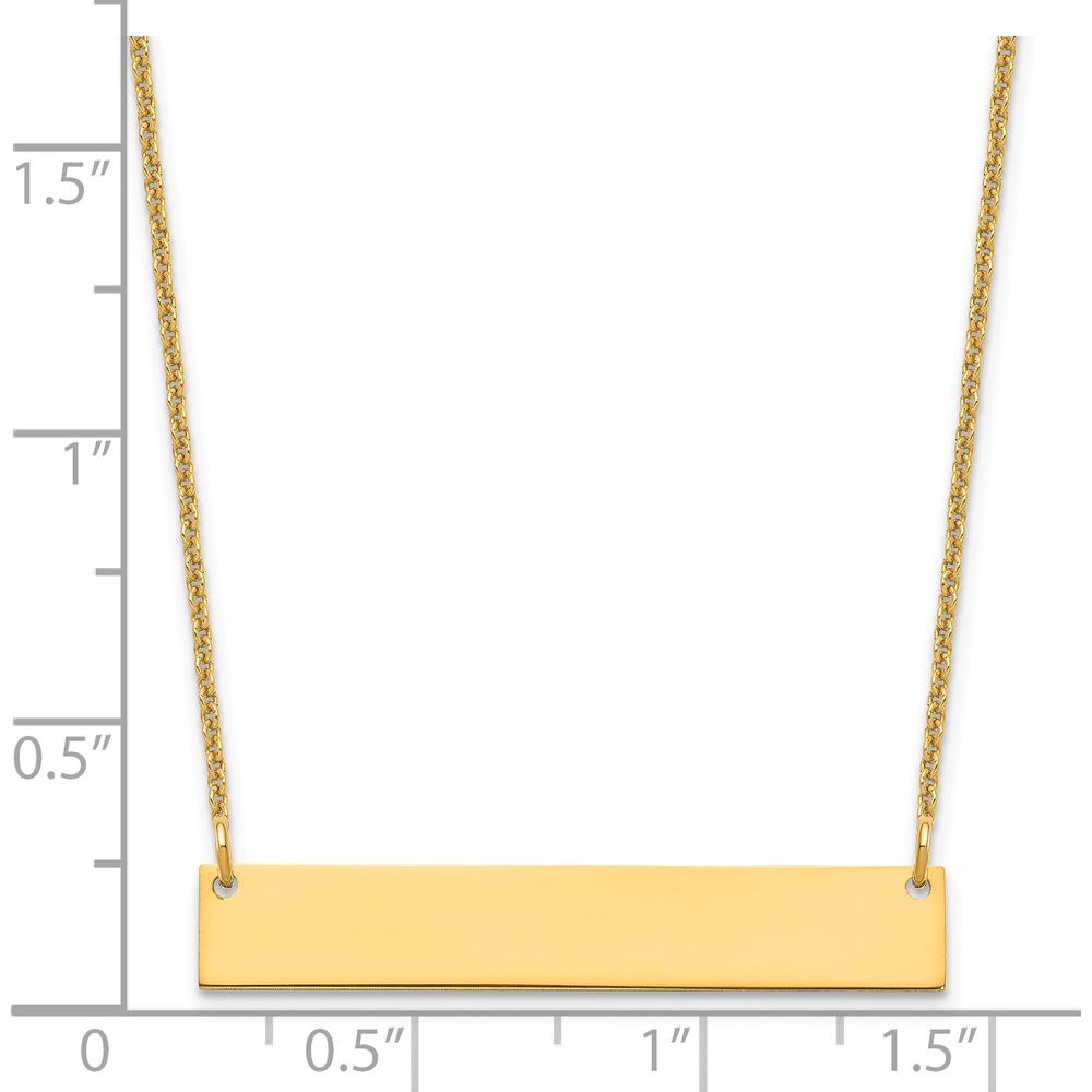 14K Yellow Gold 18" Medium Blank Bar Necklace - Polished Finish by Oro Pregiato