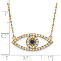 14K Yellow Gold 18" Medium Evil Eye Necklace with Diamond and Sapphire Pendant - 0.142 Carat Total Diamond and Sapphire Weight by Oro Pregiato