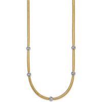 14K Yellow Gold 18" Mesh Necklace with Rhodium Diamond-Cut Beads by 0