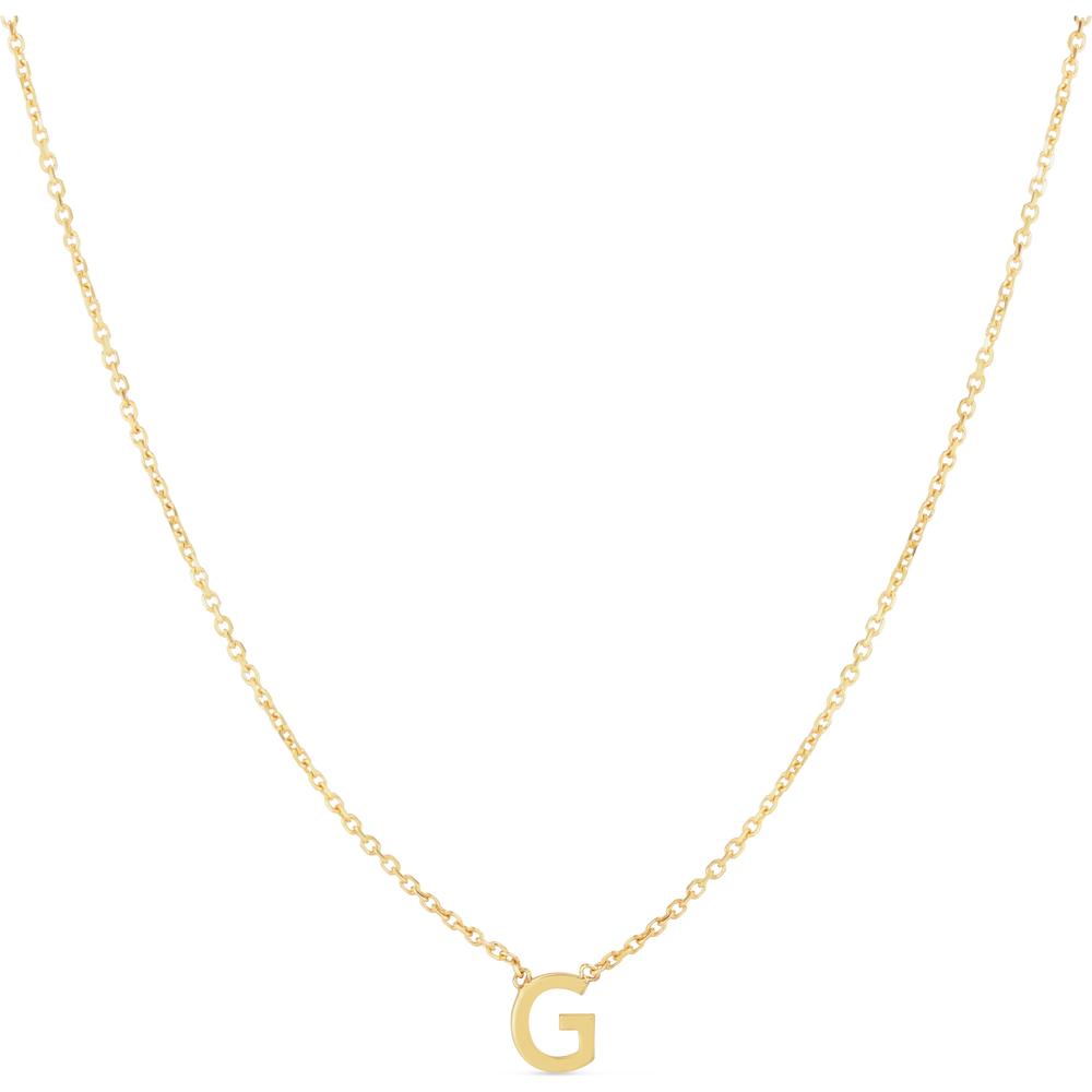 14K Yellow Gold 18" Mini Initial G Pendant Necklace by Orozza Fine Jewelry