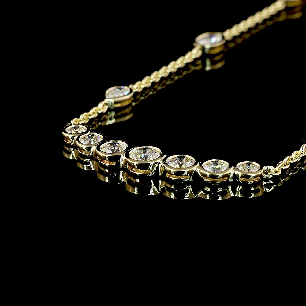 14K Yellow Gold 18" Mixed Shape Station Necklace with Bezel Set Lab Diamonds - 3.14 Carats Total Diamond Weight - Covaloro Fine Jewelry