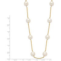 14K Yellow Gold 18" Necklace with 14 White Freshwater Cultured Pearls - 8-9mm Pearls by Monteluci Fine Jewelry