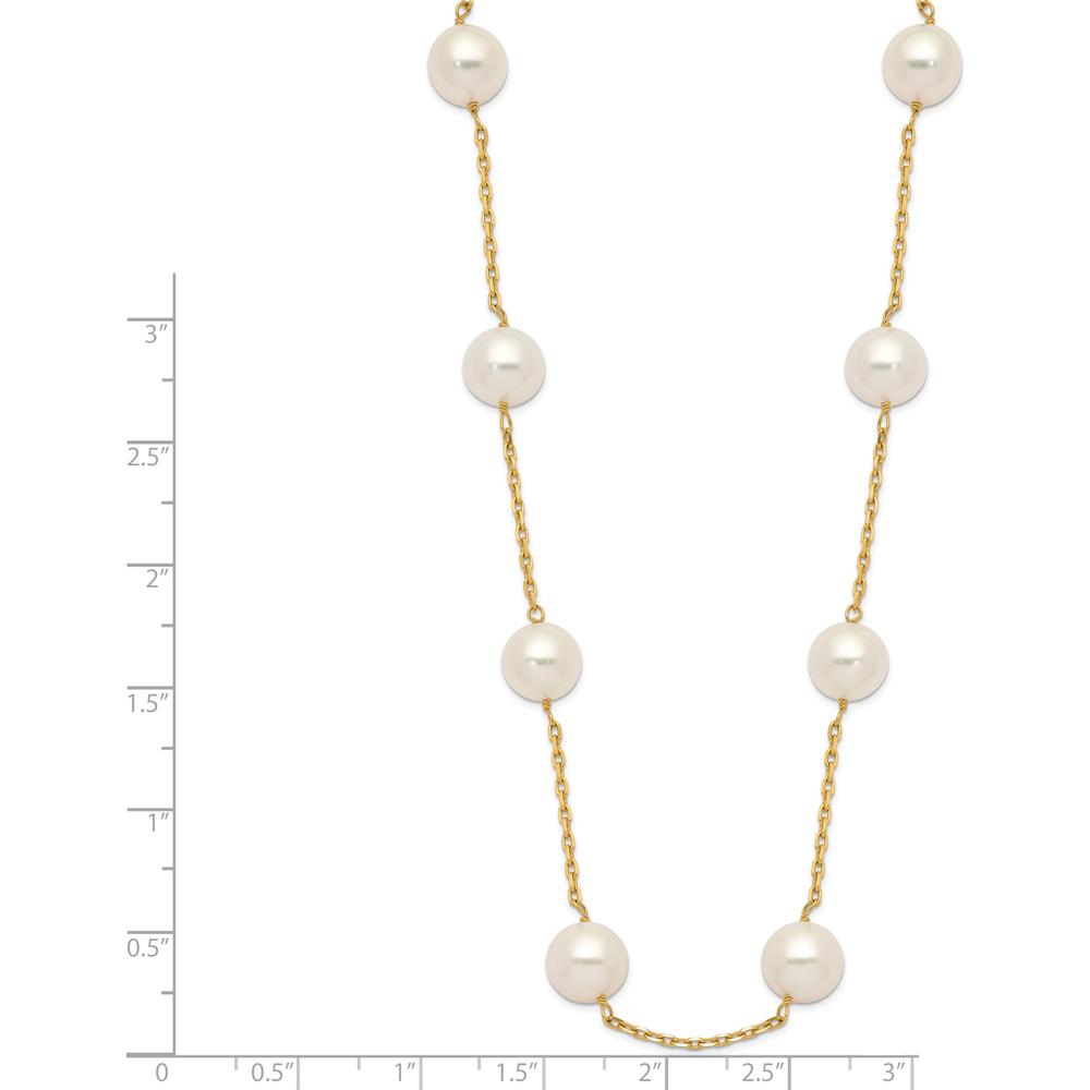 14K Yellow Gold 18" Necklace with 14 White Freshwater Cultured Pearls - 8-9mm Pearls by Monteluci Fine Jewelry
